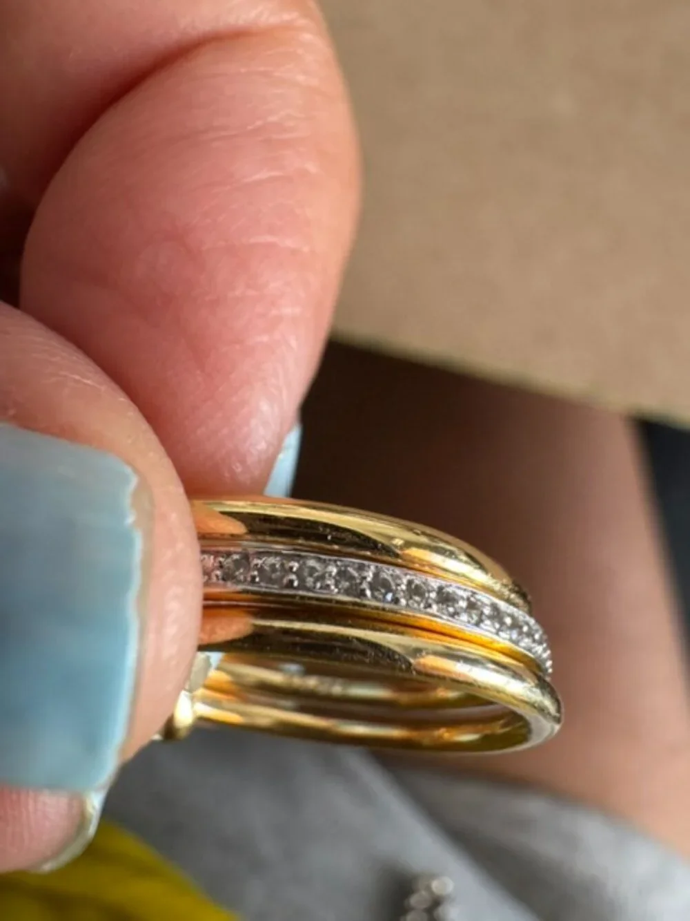 Tia 18k Gold Vermeil Band Ring in White Sapphire